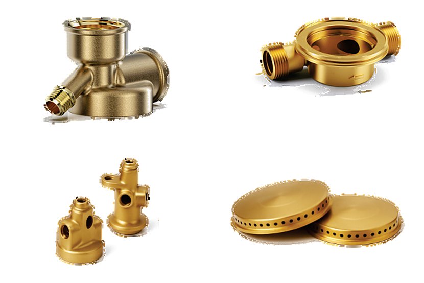 Hot forged brass valve and fitting bodies and gas burner caps