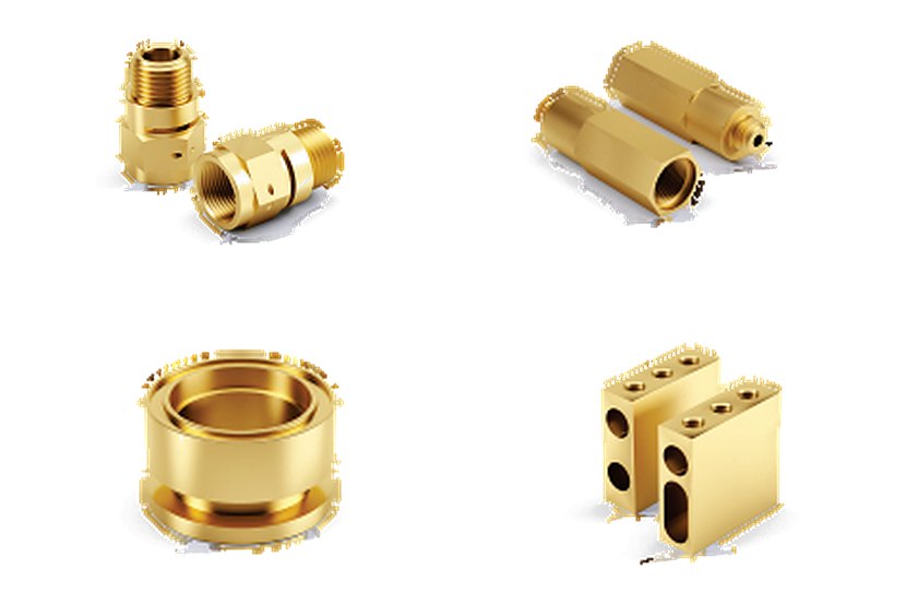 Brass adaptors, hexagon connectors, a coupling body and manifold blocks
