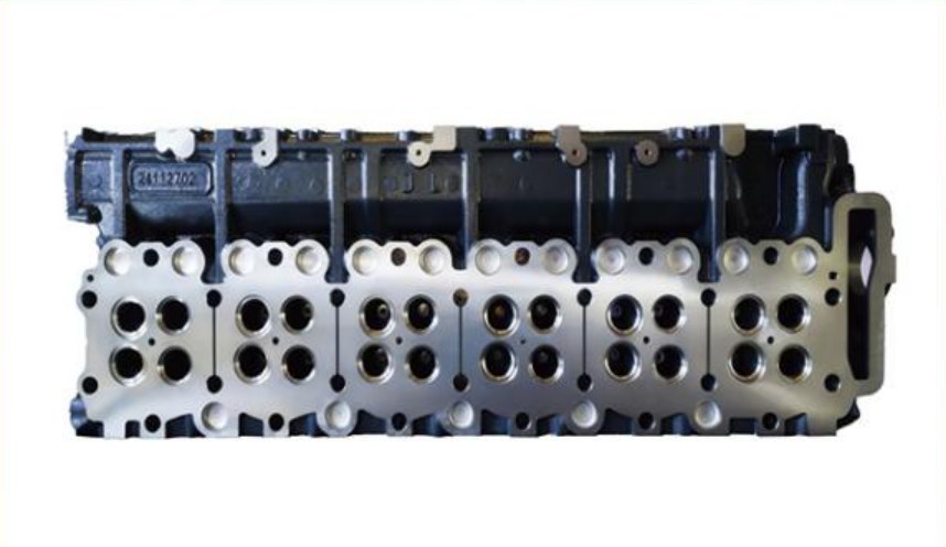 A six cylinder diesel engine cylinder head, machined